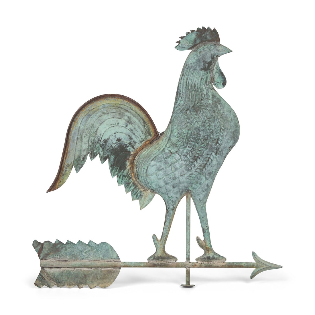 A Patinated and Molded Copper Rooster Weathervane (1 of 3)