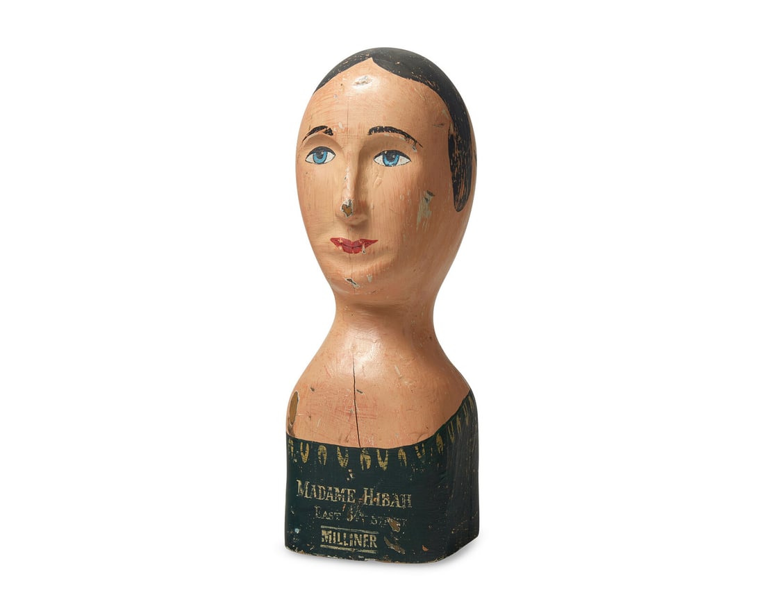 A Carved and Painted Milliner's Model Head (1 of 3)