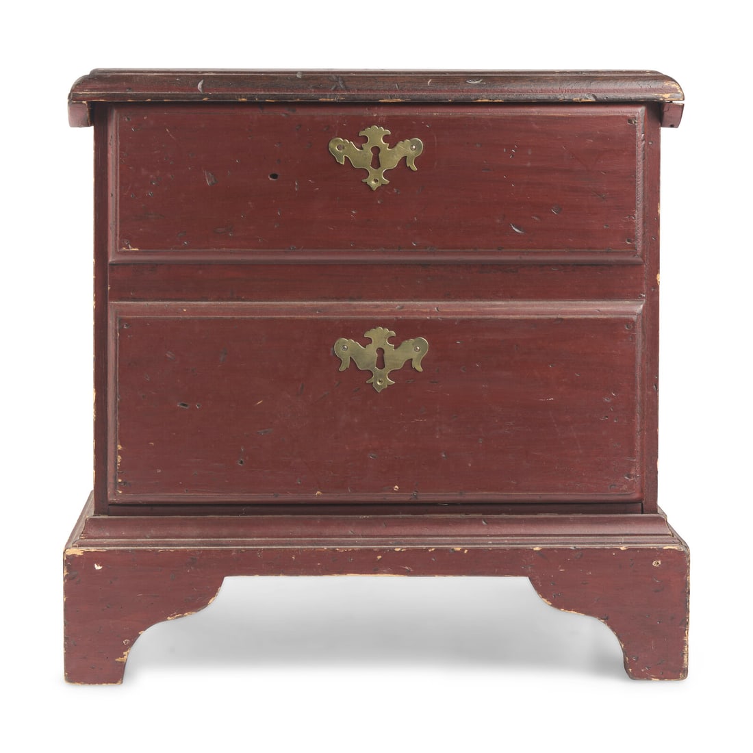 A Miniature Queen Anne Red-Painted Pine Blanket Chest (1 of 2)