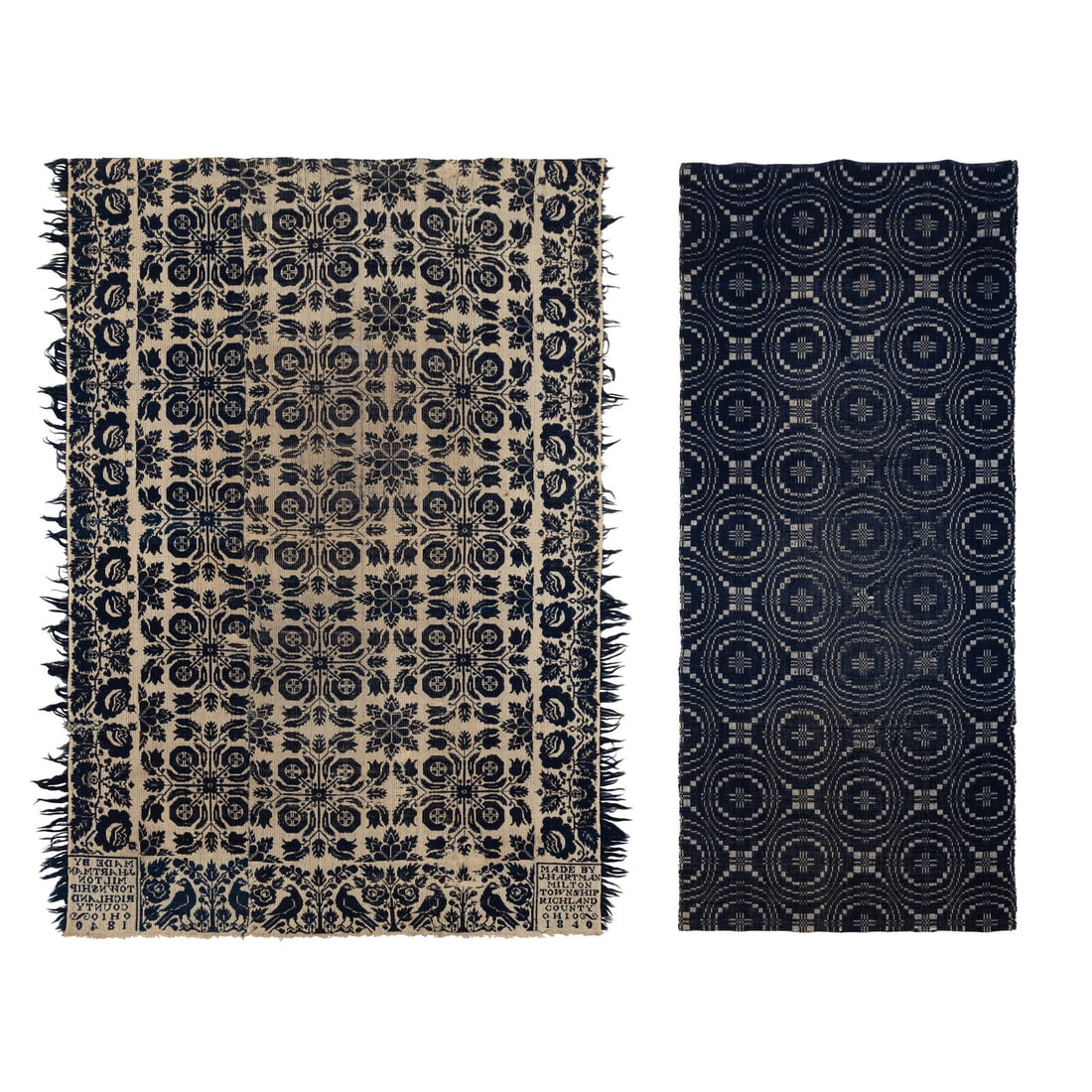 Two Jacquard Woven Cotton and Wool Coverlets (1 of 5)
