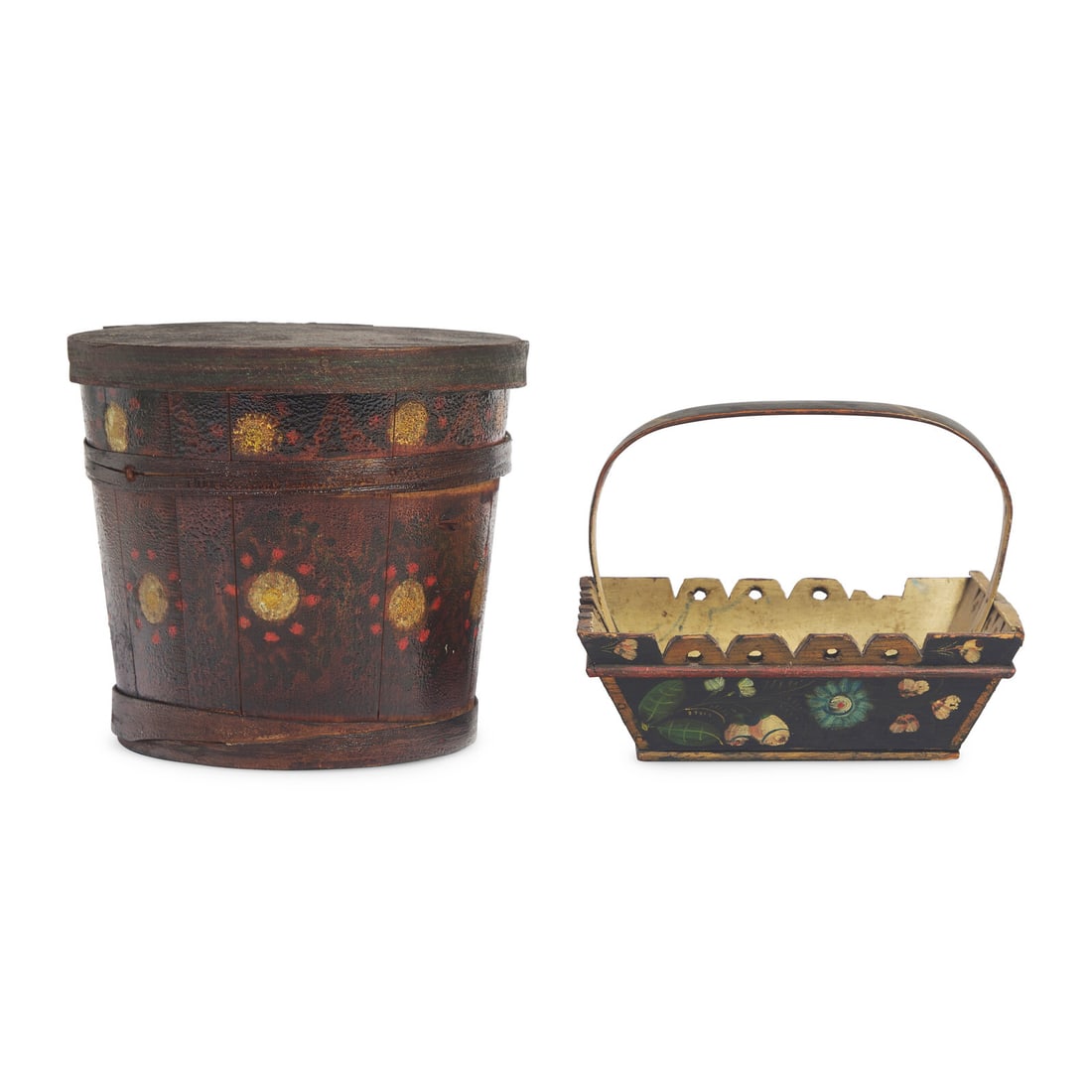 A Painted Basket and Lidded Bucket (1 of 3)