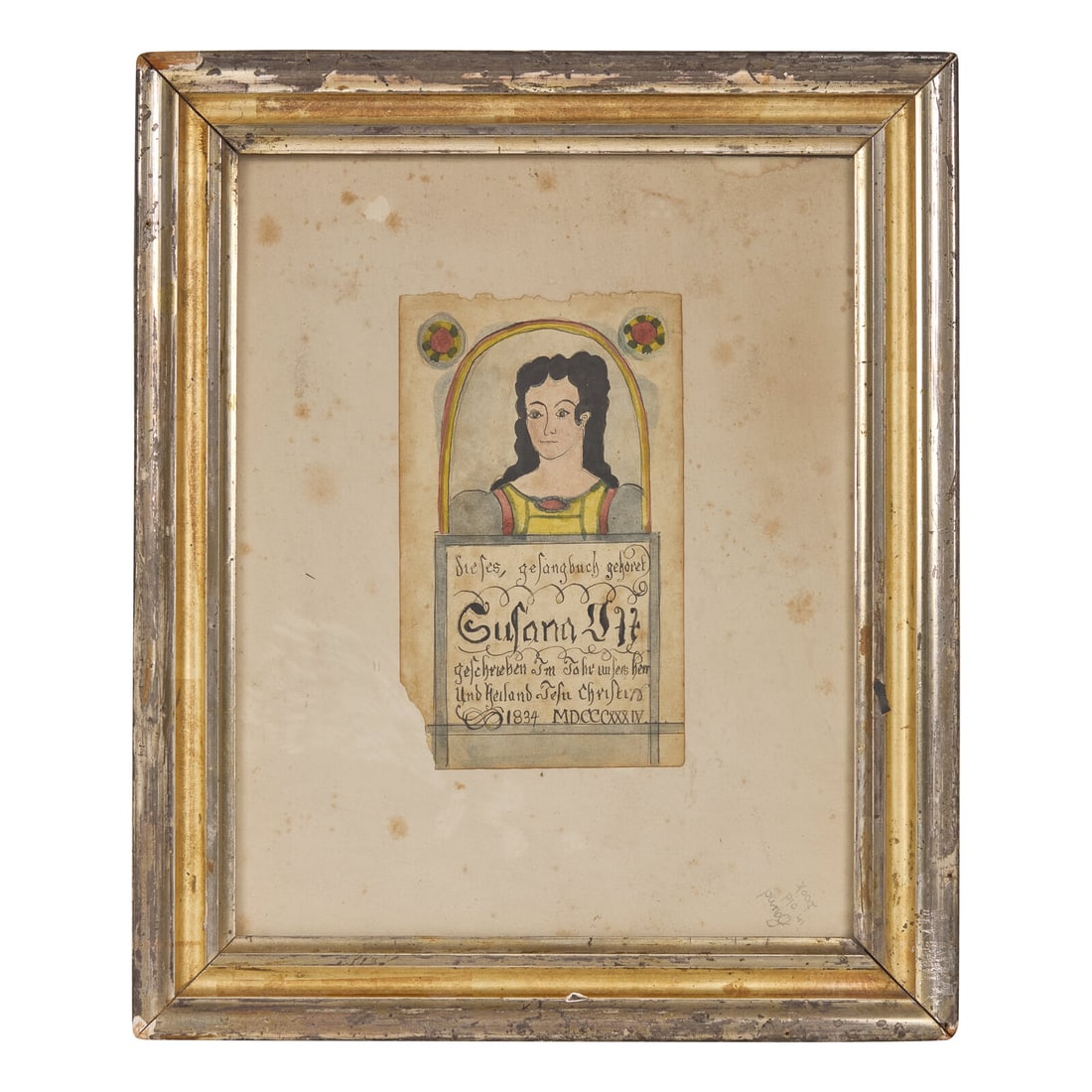 American School 19th Century, A Fraktur Bookplate for Susana Ott's Hymnbook
