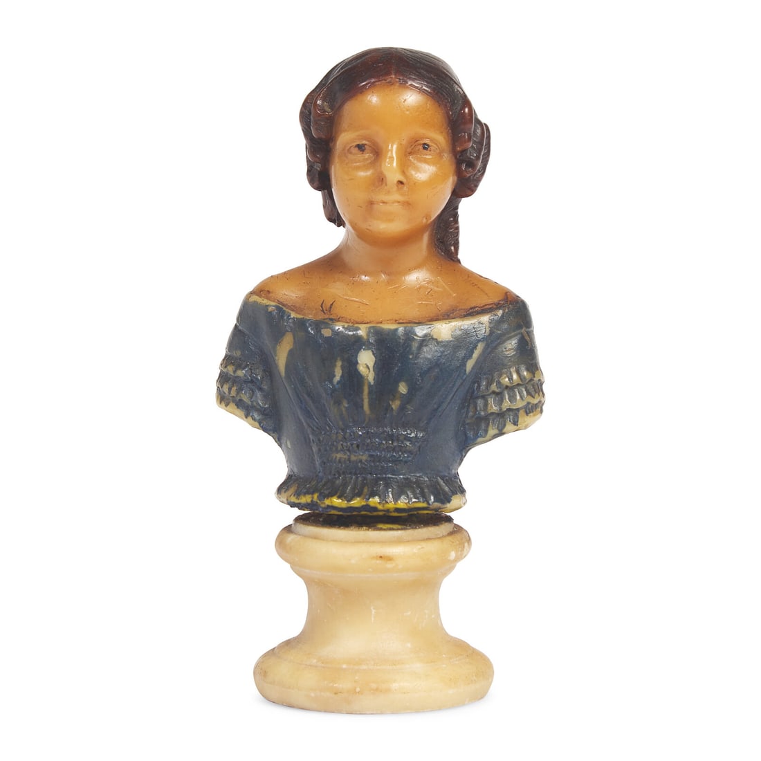A Colored Wax Bust of a Young Girl