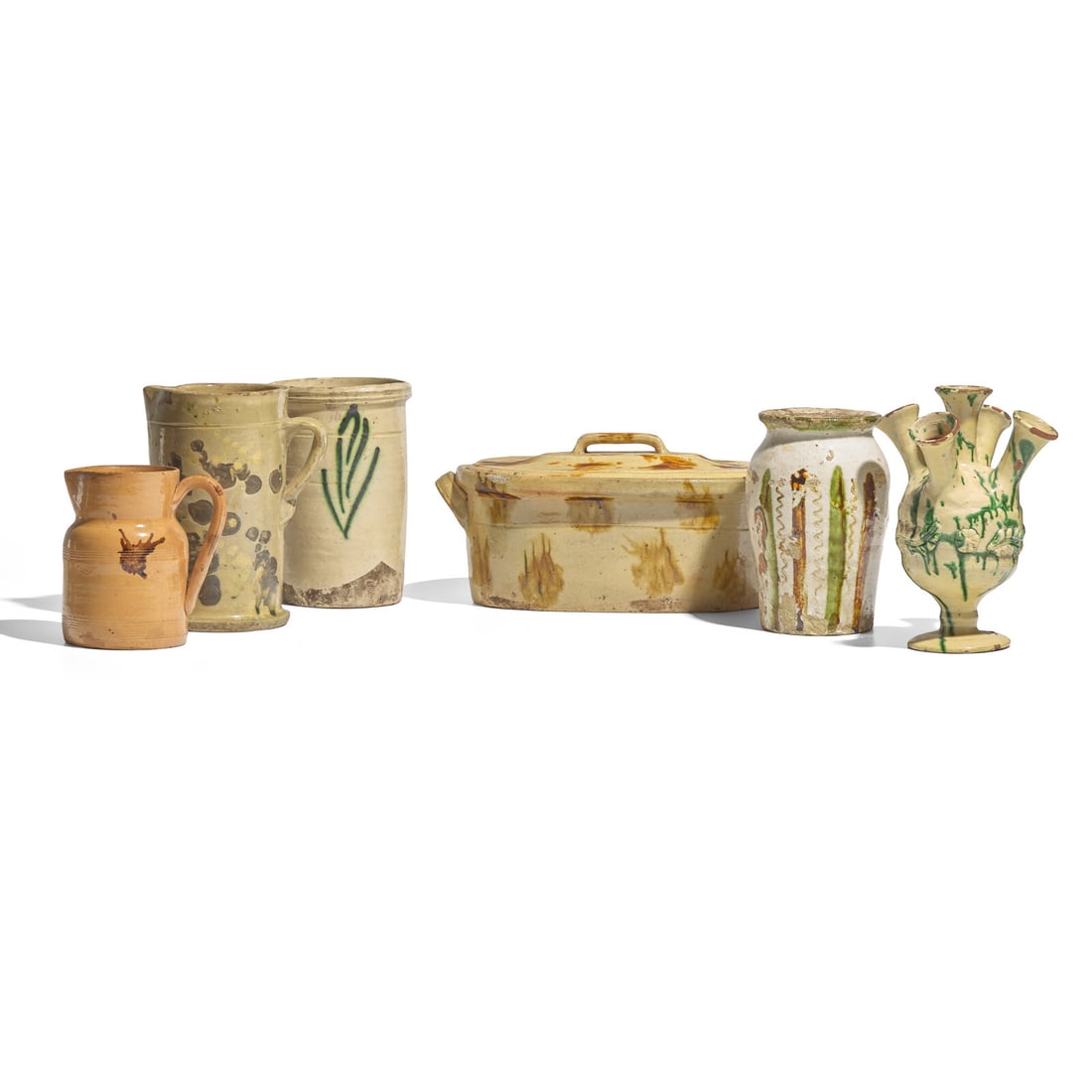 A Group of Six Assorted Glazed and Slip-Decorated Redware and Earthenware Items (1 of 2)