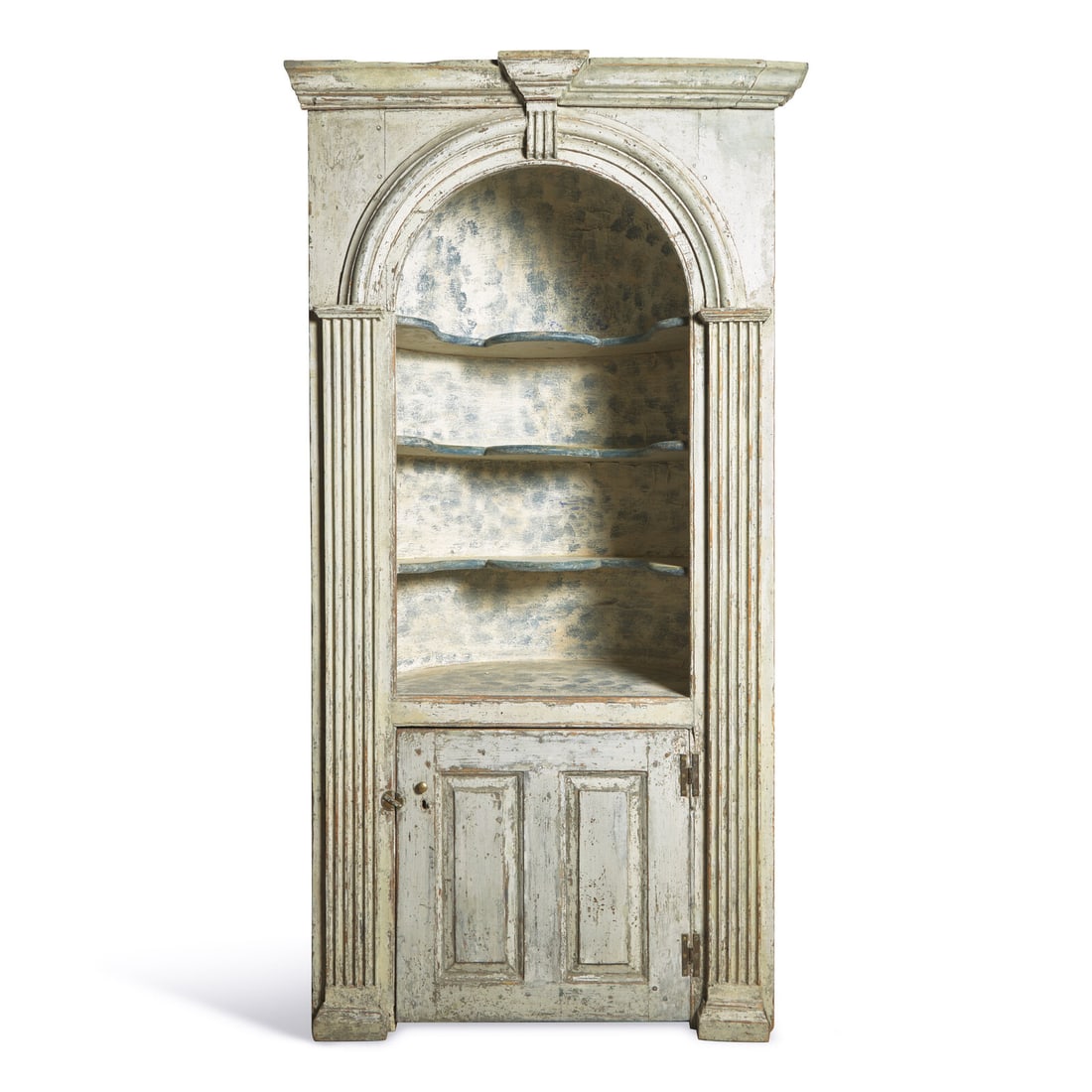 A Chippendale Blue-Painted Pine Corner Cupboard (1 of 3)