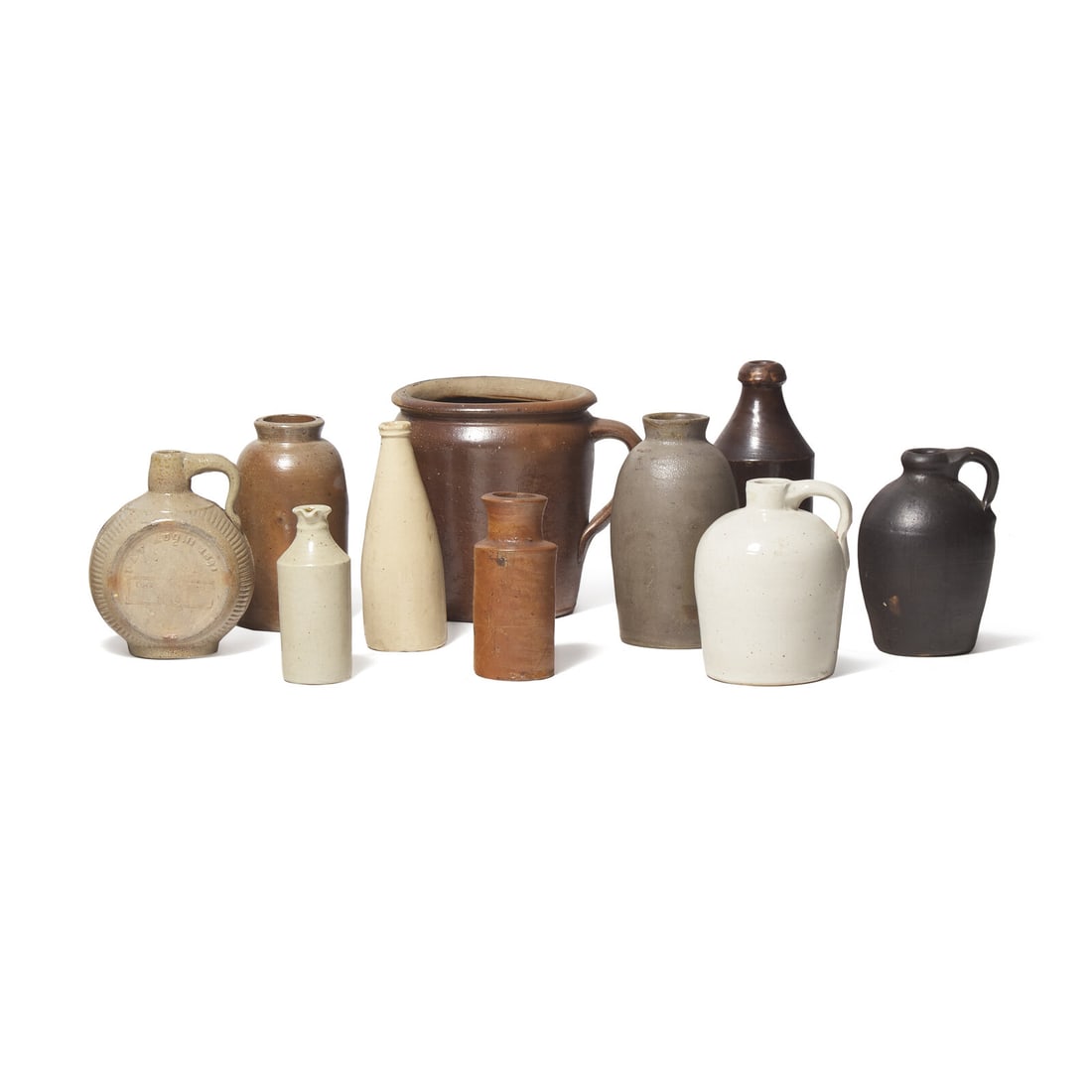 Ten Variously Glazed Stoneware Bottles or Jugs (1 of 2)