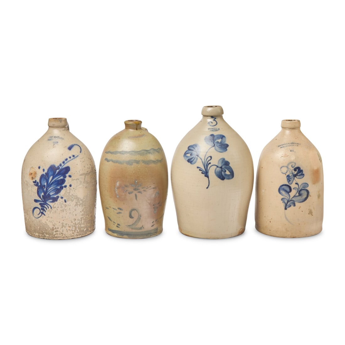 Four Cobalt-Decorated Stoneware Jugs (1 of 3)