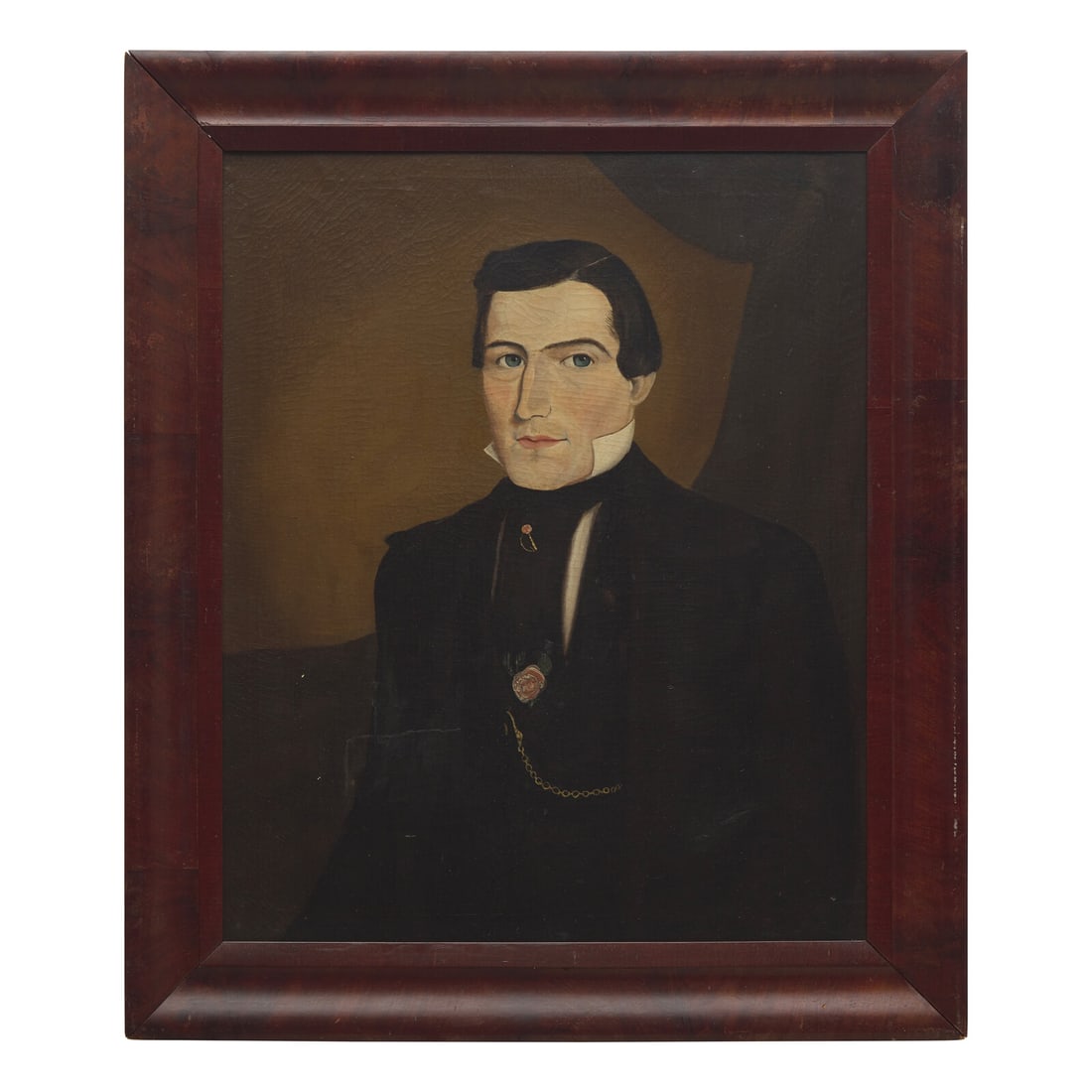 American School 19th Century, A Portrait of a Man: American School 19th Century, A Portrait of a Man oil on canvas, framed. 26 1/4 x 21 1/4 inches (sight), 32 3/4 x 27 3/4 inches (frame). From the Collection of Jay N. Guerber This lot is located in Ph