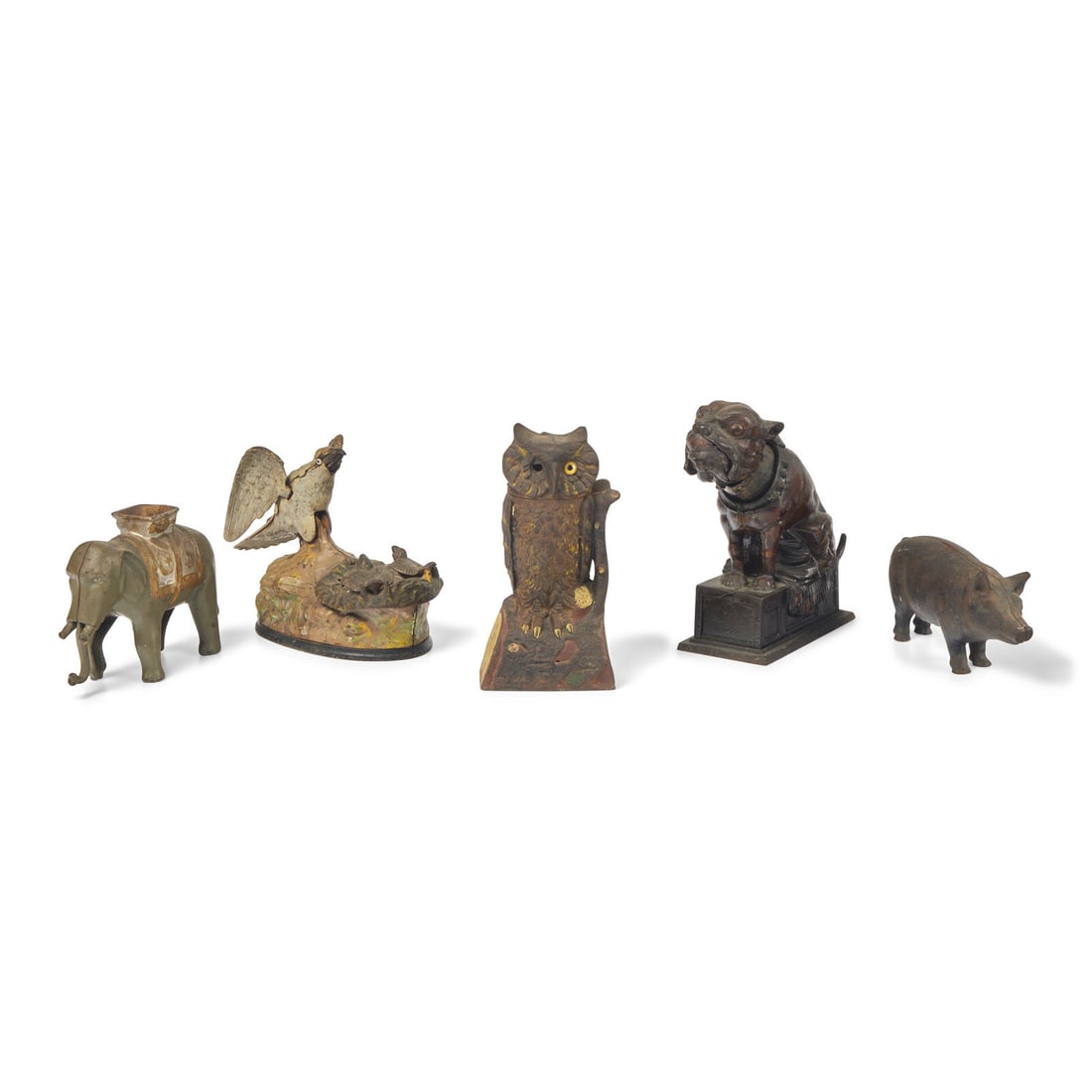 A Group of Five Animal-Form Cast Iron Banks (1 of 3)