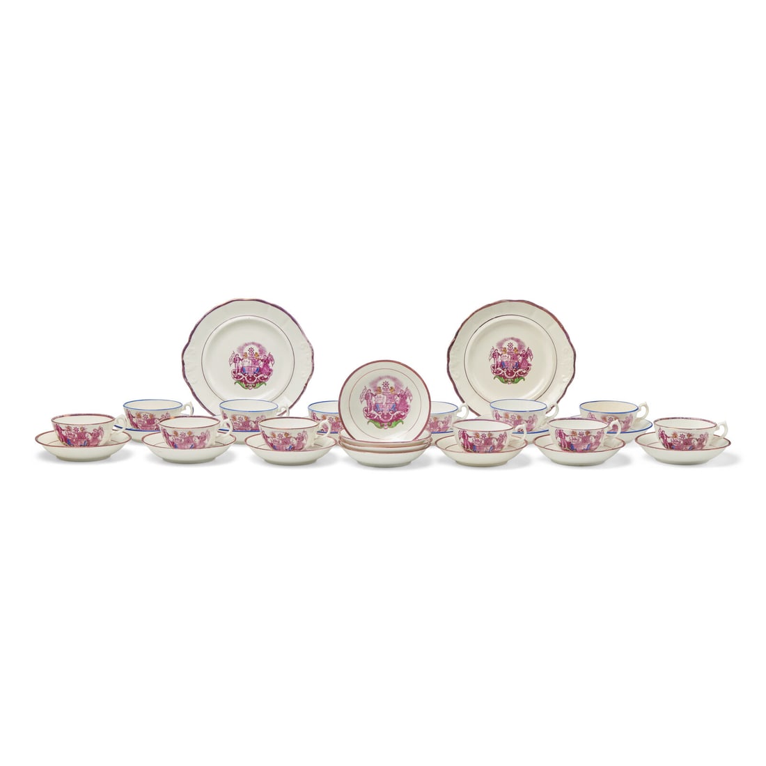 An Assembled Set of Staffordshire Pink Sunderland Temperance Society Movement Lustreware Teacups and (1 of 2)