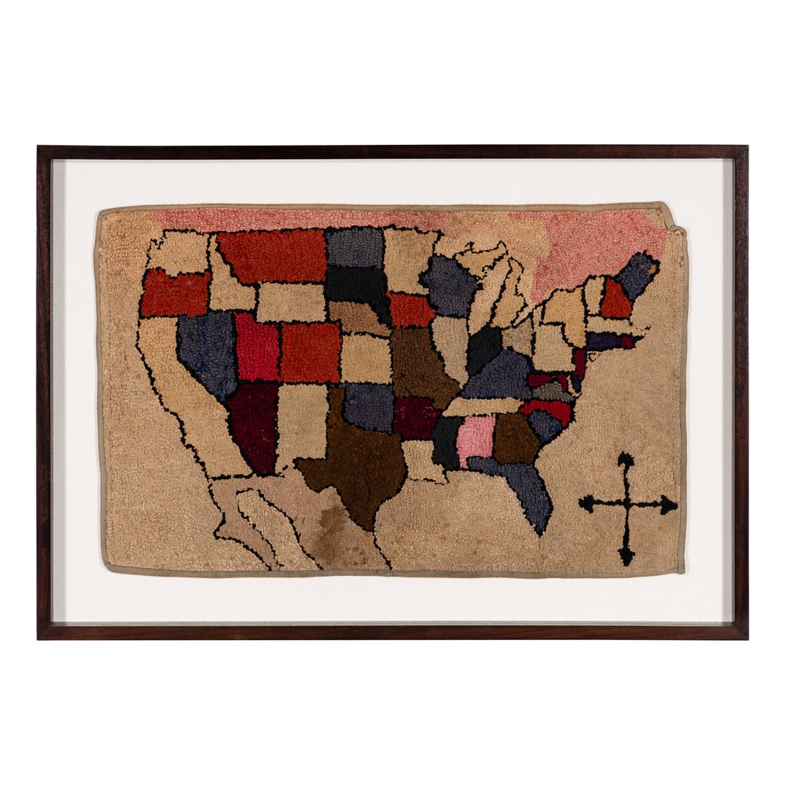 A Hooked Wool Rug Depicting a Map of the United States (1 of 3)