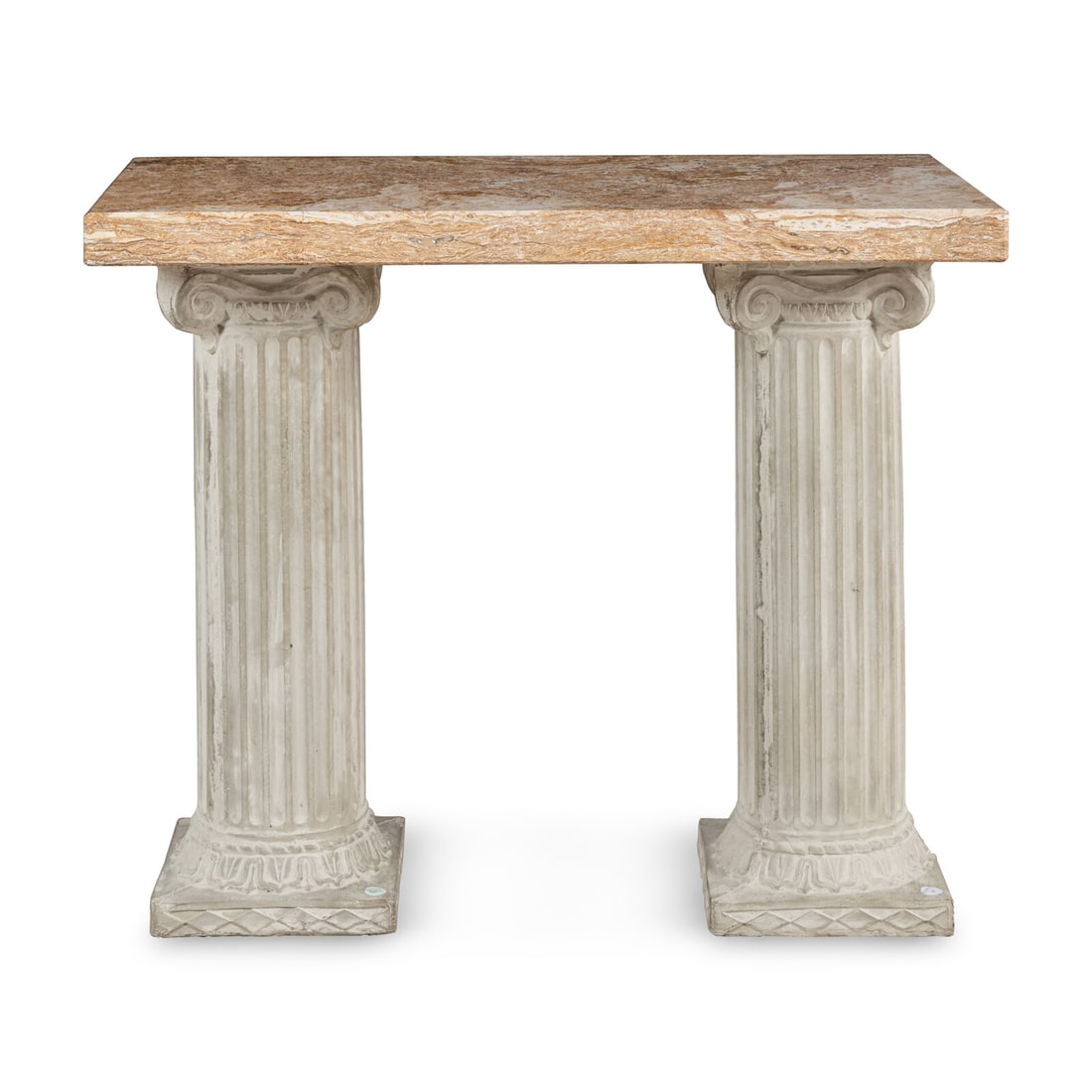 An Italian Style Marble-Top and Plaster Column Console Table: An Italian Style Marble-Top and Plaster Column Console Table 20th Century Height 34 1/2 x width 40 1/2 x depth 20 1/2 inches. This lot is located in Chicago.