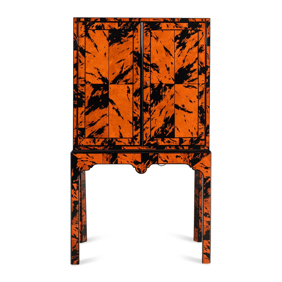 A Baker Faux Shell Cabinet on Stand: A Baker Faux Shell Cabinet on Stand 20th Century Overall height 68 x width 39 x depth 20 inches. This lot is located in Chicago.