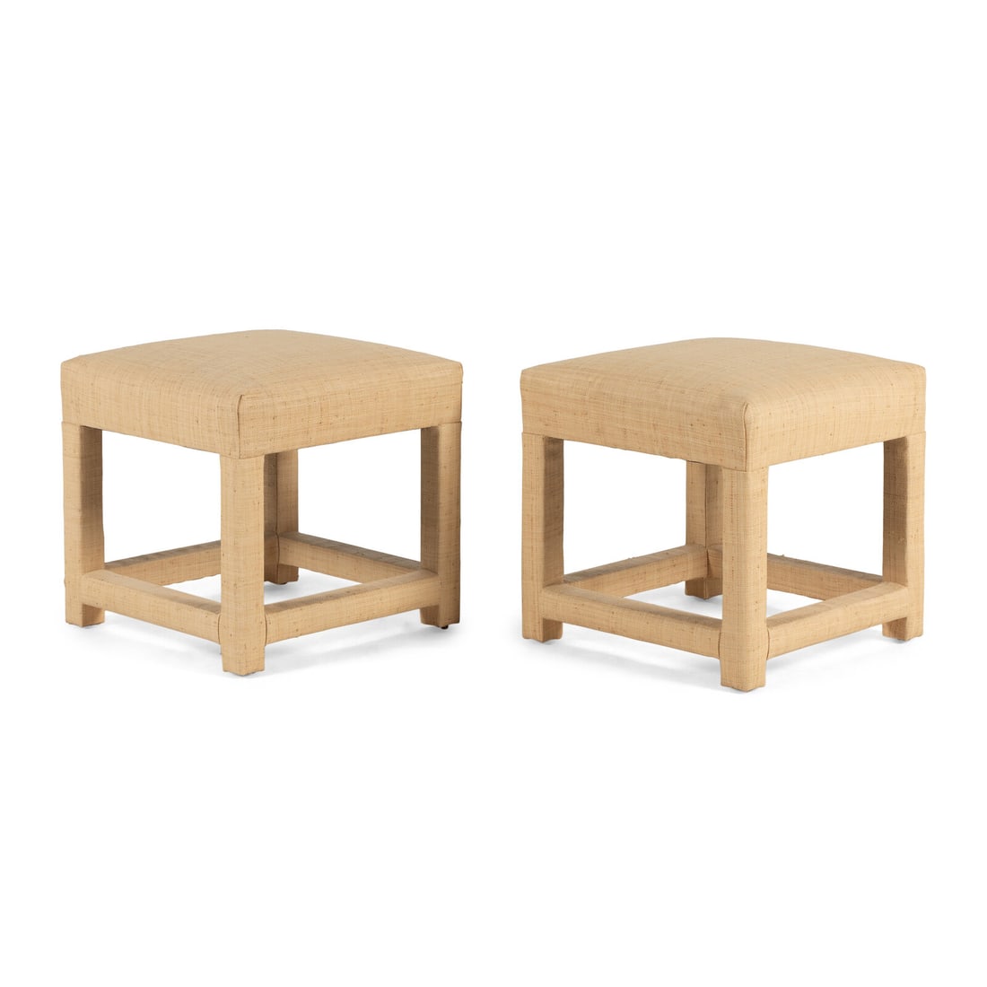 A Pair of Contemporary Upholstered Stools: A Pair of Contemporary Upholstered Stools Height 19 x width 18 1/2 x depth 18 1/2 inches. Property from the Estate of Richard and Annette Bloch, Kansas City, Missouri This lot is located in Chicago.