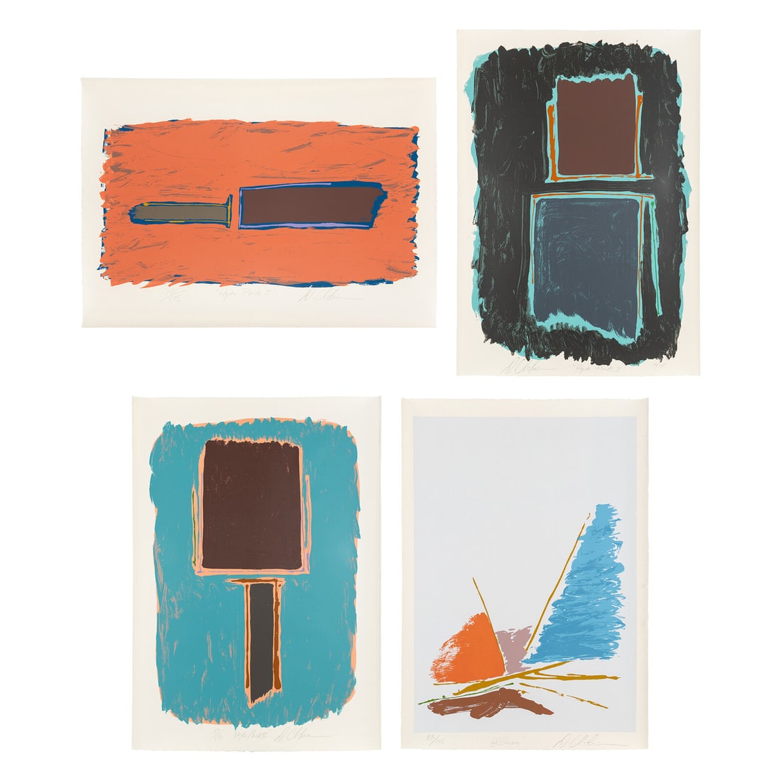 Dan Christensen (American, 1942-2007) Illinois, Hyde Park I, Hyde Park II, and Hyde Park III (four (1 of 5)