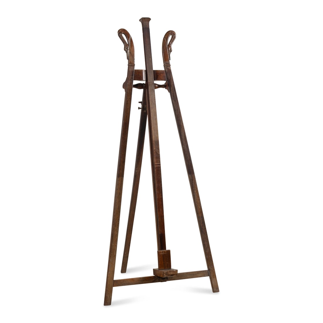 A French Swan-Carved Hardwood Easel: A French Swan-Carved Hardwood Easel Mid-19th Century Height adjustable. Height lowest position 65 x width 28 inches. This lot is located in Chicago. Provenance: The Collection of Francis Seidner,