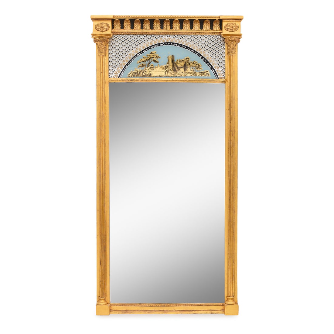A Giltwood Eglomise Mirror: A Giltwood Eglomise Mirror 19th Century This lot is located in Palm Beach.