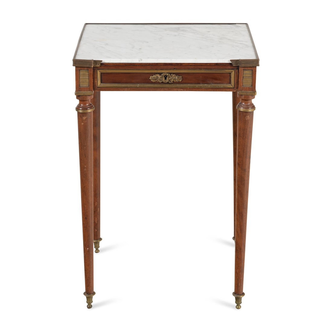 A Directoire Gilt-Bronze Mounted Mahogany and Marble-Top Occasional Table (1 of 2)