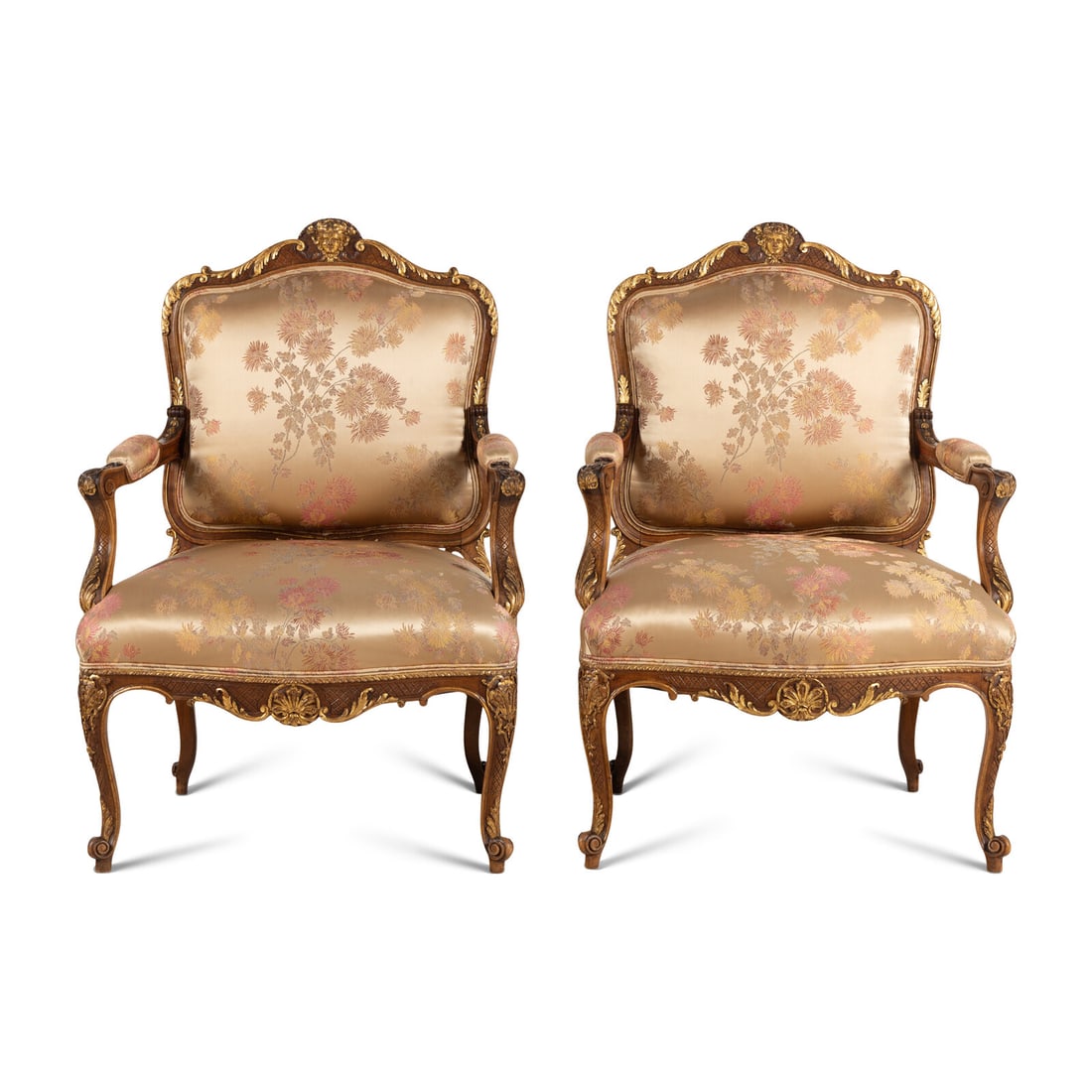 A Pair of Régence Style Fauteuils: A Pair of Régence Style Fauteuils Height 40 1/2 x width 28 1/2 x depth 21 inches. Property from the Collection of Dawn Paquelet This lot is located in Chicago.