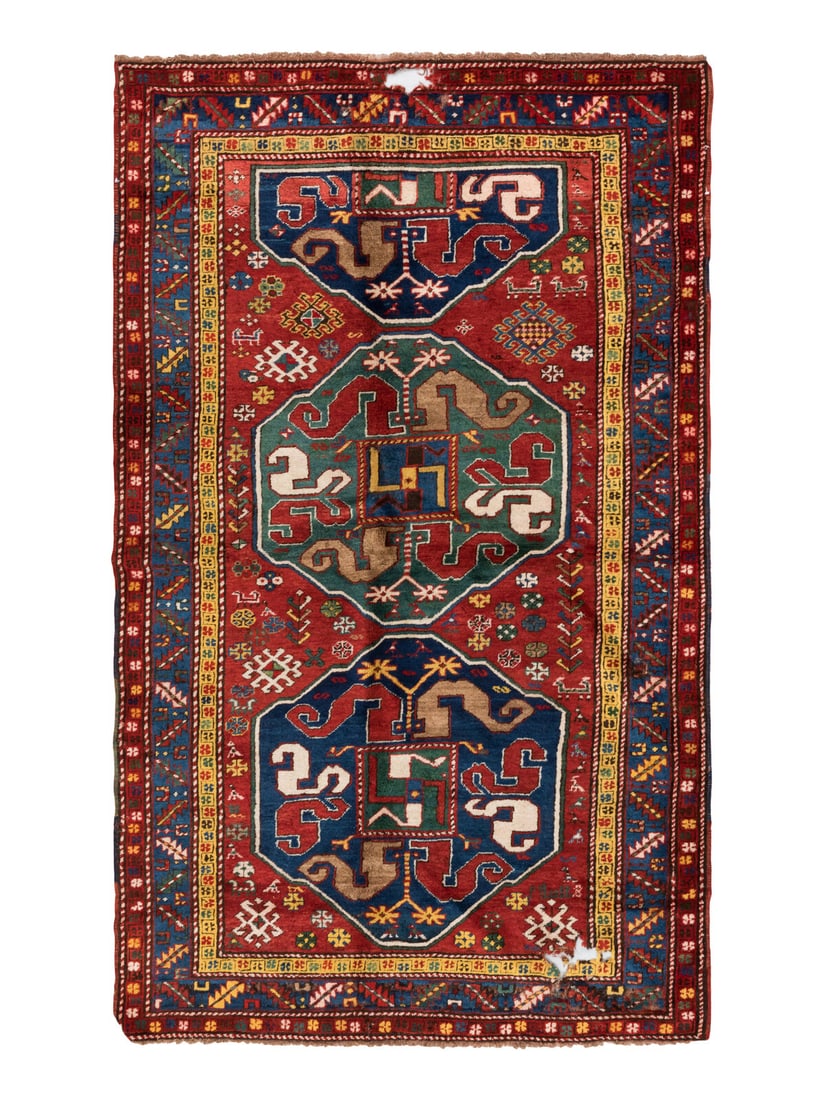 A "Cloud Band" Kazak Rug: A "Cloud Band" Kazak Rug 7 feet 7 inches x 4 feet 7 inches. Property from a Private Family Trust This lot is located in Chicago.