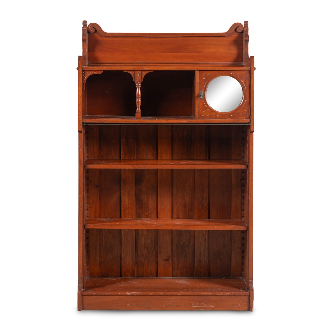 A Victorian Pine Bookshelf: A Victorian Pine Bookshelf Early 20th Century Height 60 x width 36 x depth 12 inches. This lot is located in Chicago.