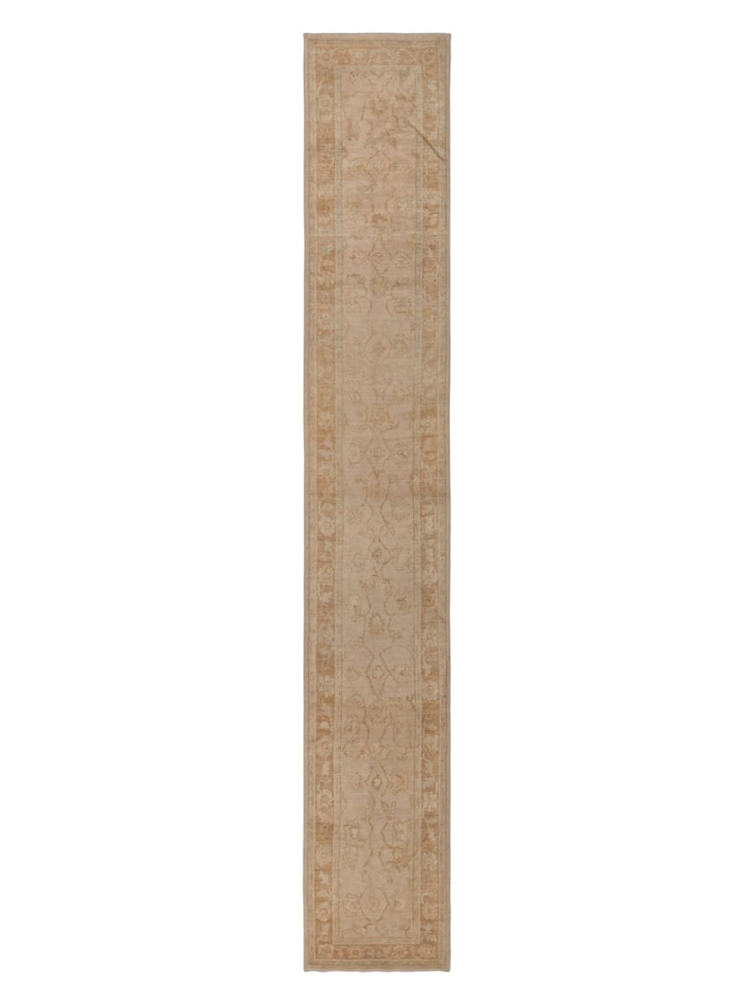 An Oushak Runner: An Oushak Runner 15 feet 10 inches x 2 feet 6 inches. Property from a Private Family Trust This lot is located in Chicago.