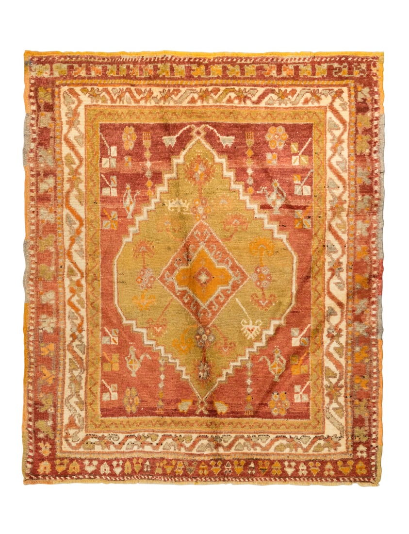 An Oushak Rug: An Oushak Rug 4 feat 7 inches x 3 feat 11 inches. Property from a Private Family Trust This lot is located in Chicago.