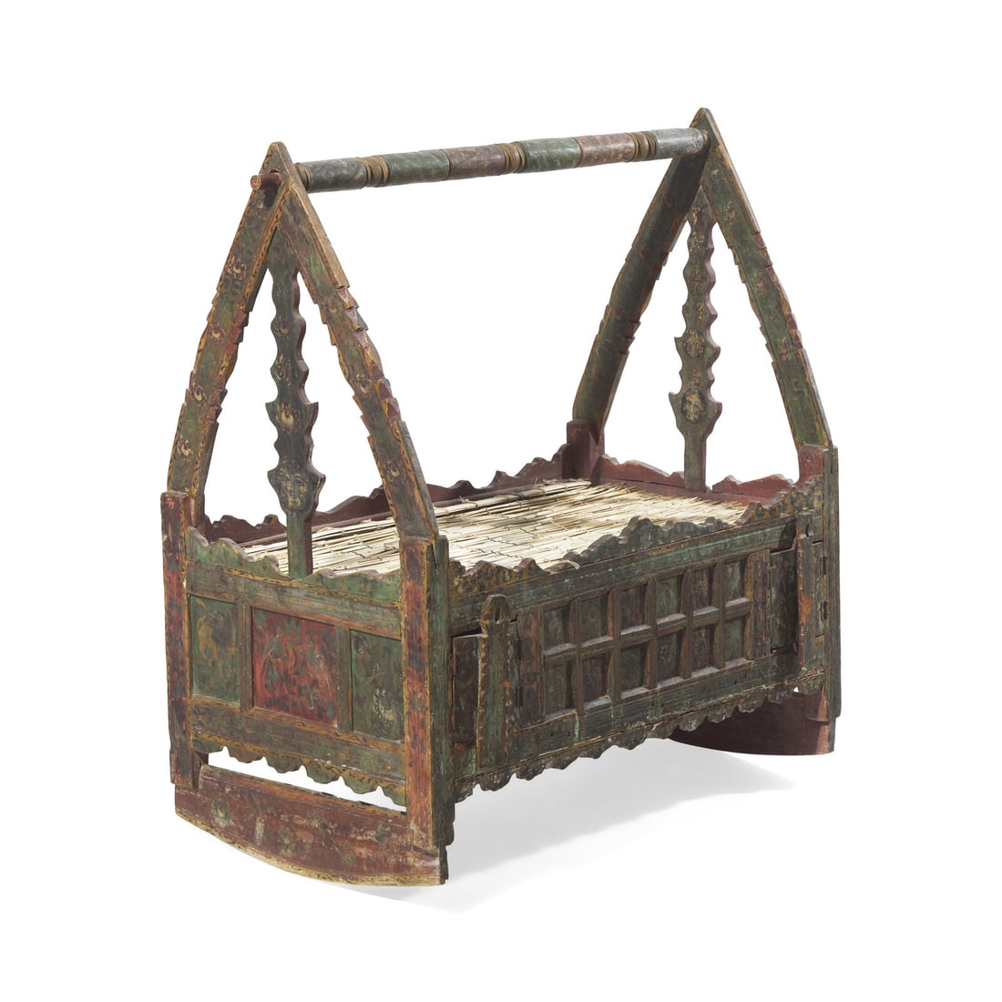A Tibetan Painted Wood Cradle, 18th/19th Century (1 of 2)
