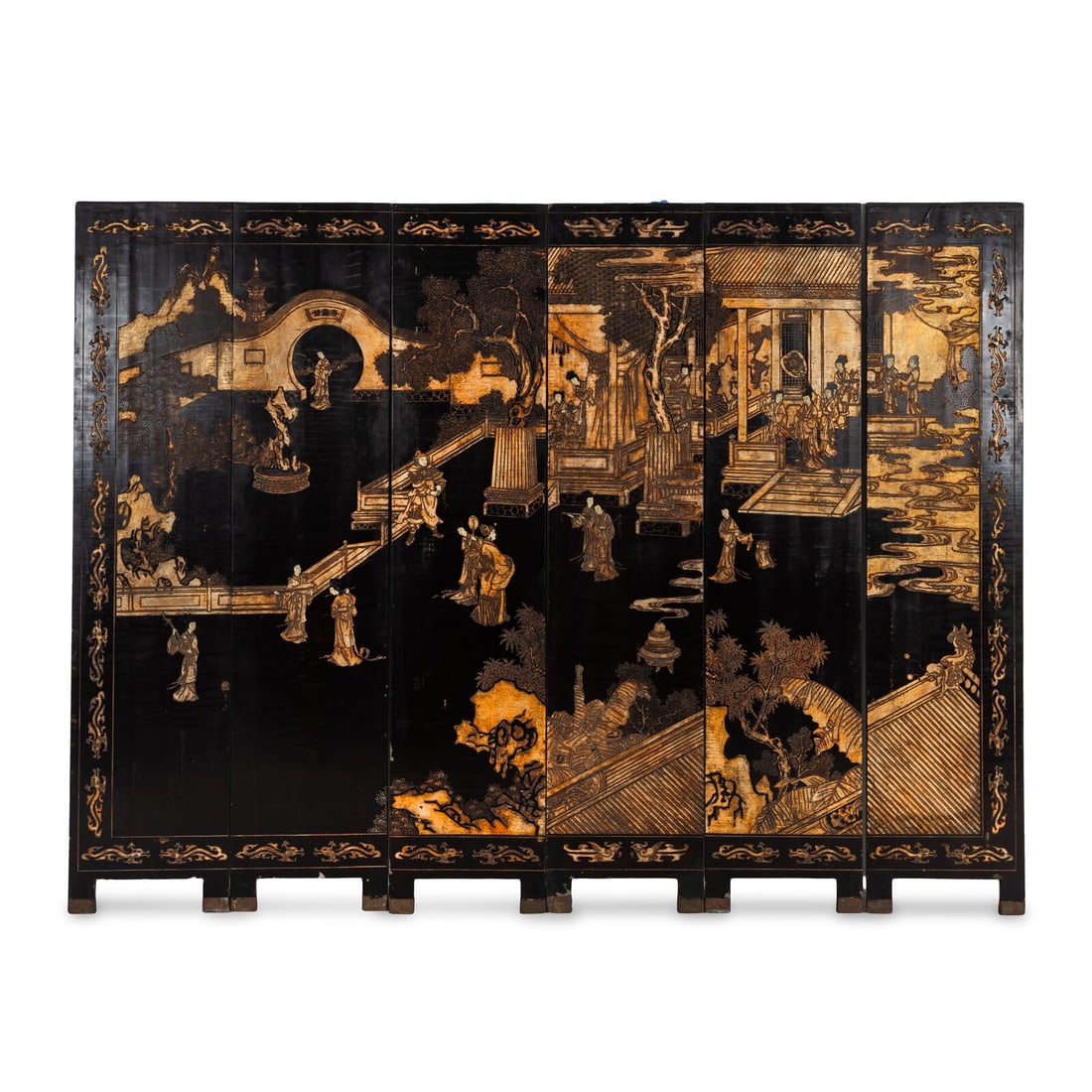 A Chinese Export Lacquer Six-Panel Screen (1 of 3)