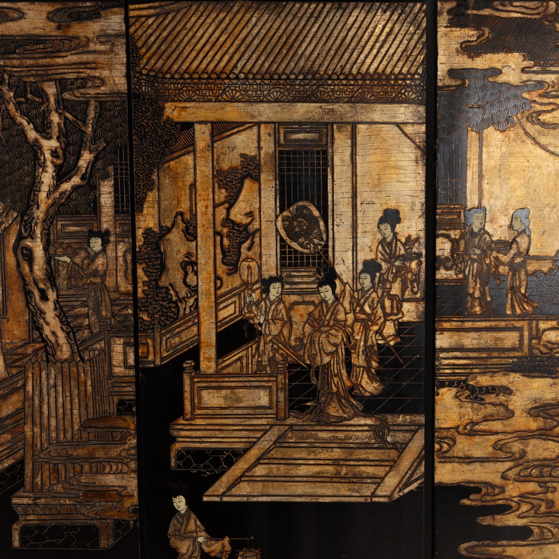 A Chinese Export Lacquer Six-Panel Screen - 3