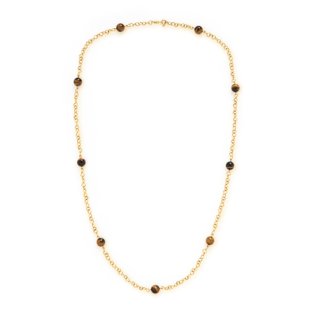 Tiger's Eye and Yellow Gold Necklace (1 of 3)