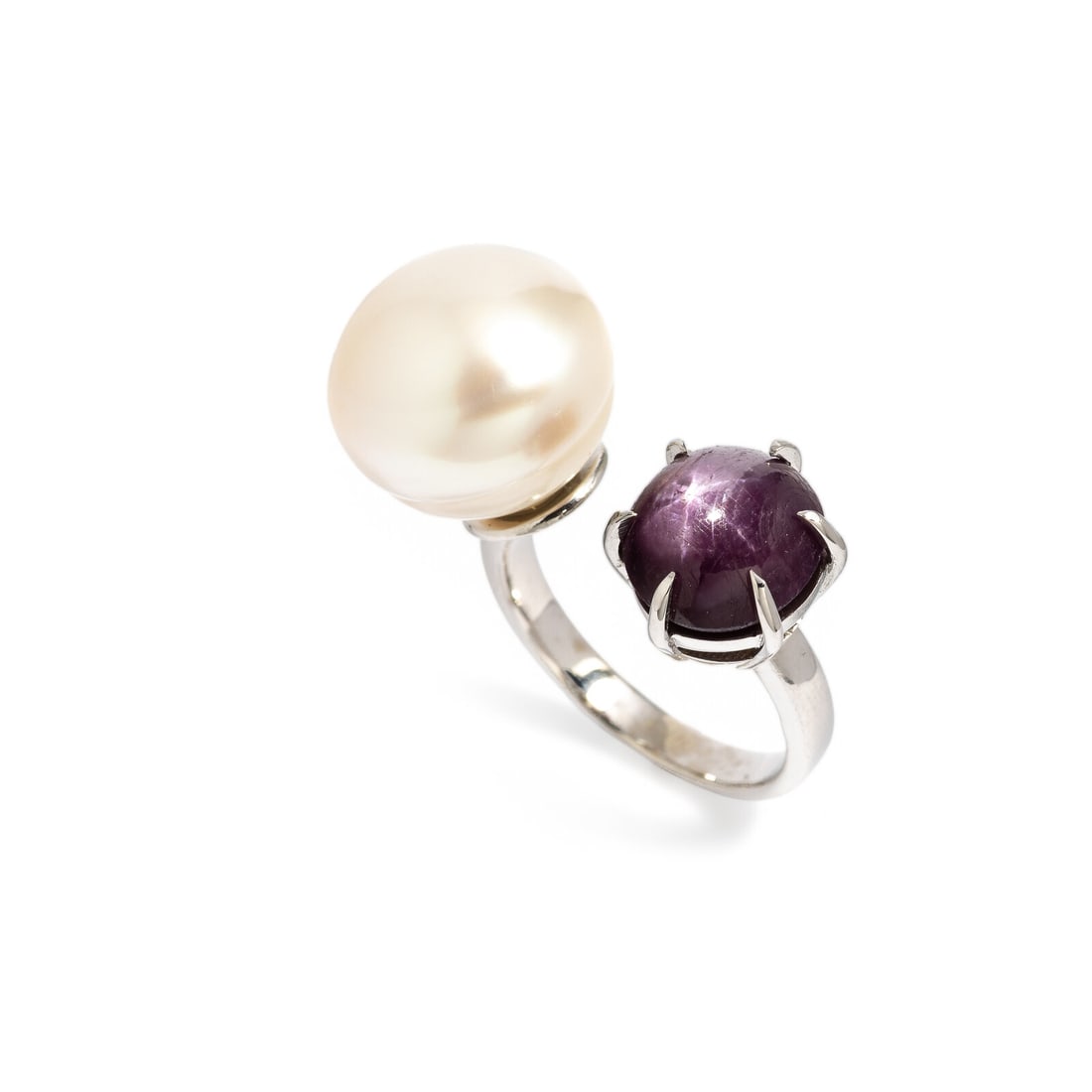 Star Ruby and Cultured Pearl Ring - 2