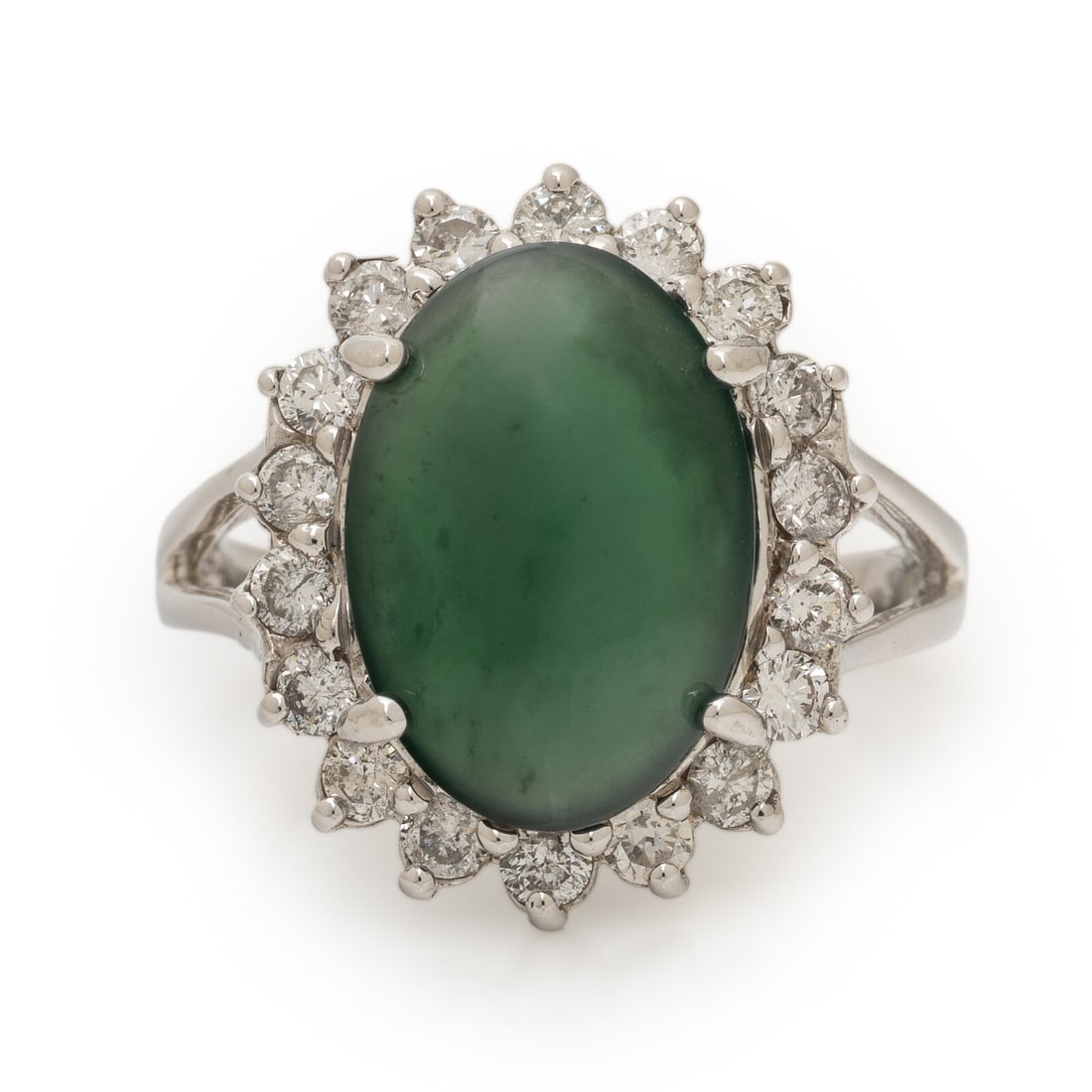 Jade, Diamond, and White Gold Ring (1 of 3)