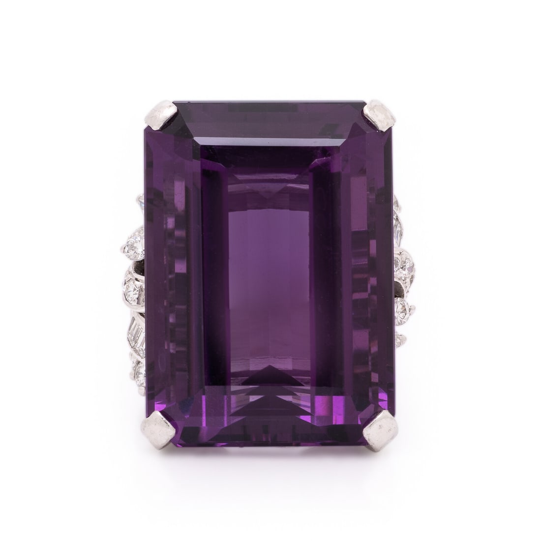 Amethyst, Diamond, and White Gold Ring (1 of 3)