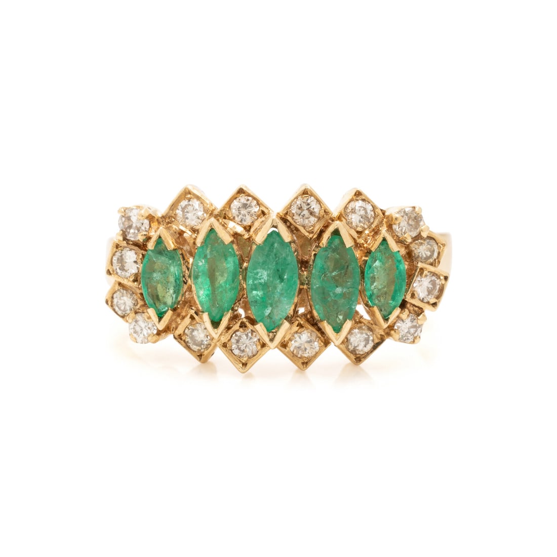 Emerald, Diamond, and Yellow Gold Ring (1 of 3)