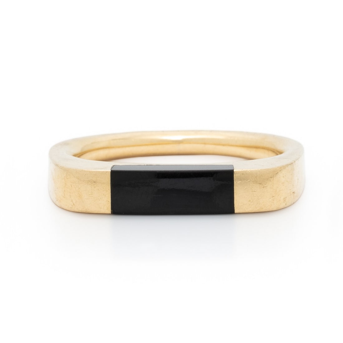 Alan Revere, Black Jade and Yellow Gold Ring: Alan Revere, Black Jade and Yellow Gold Ring Black jade inlay. 14 karat yellow gold. Ring size 10 1/4. Stamp: (maker's mark) 14K. Gross weight: 5.15 dwt. Accompanied by a retail receipt and design