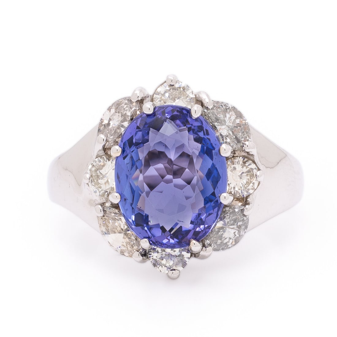 Tanzanite, Diamond, and White Gold Ring (1 of 3)
