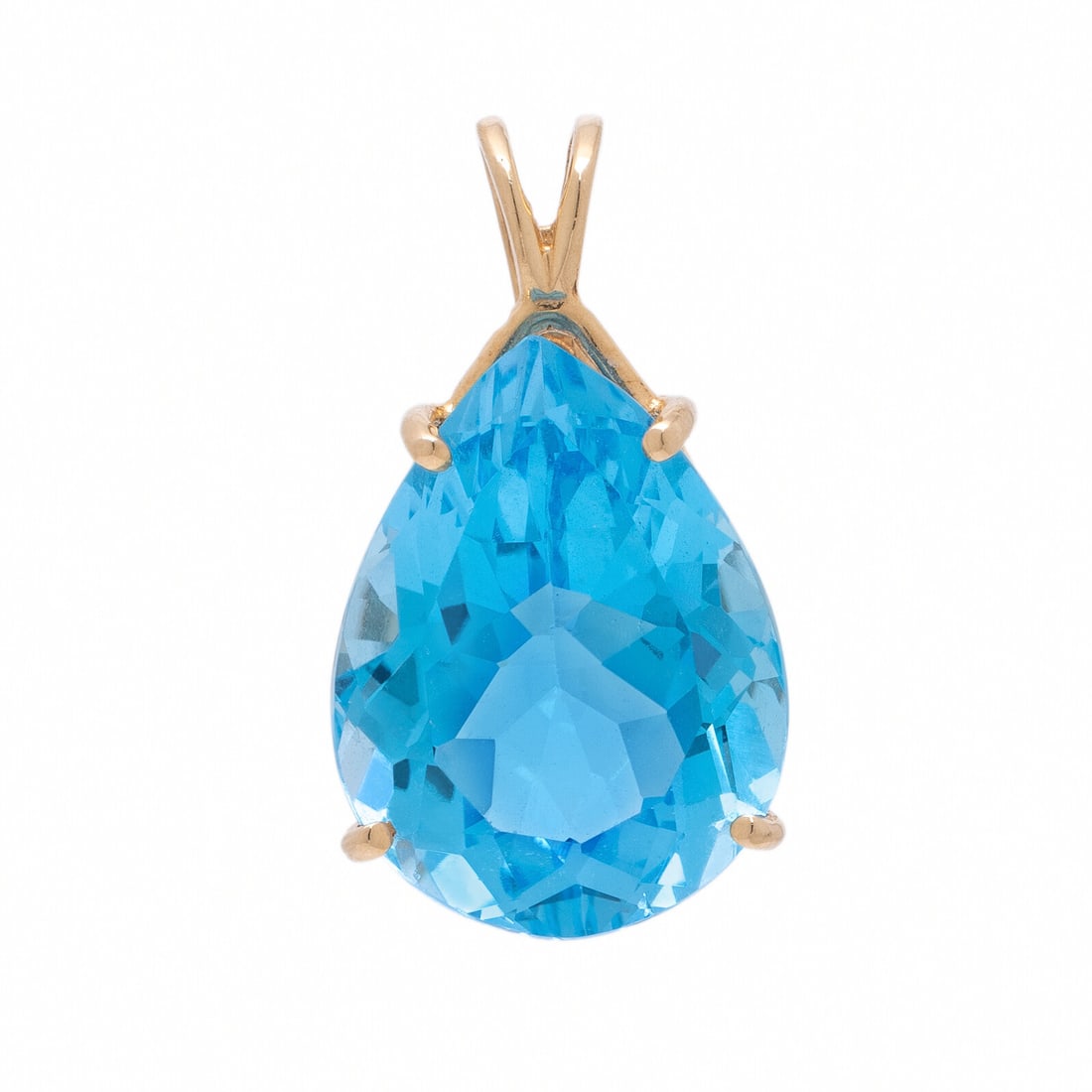 Blue Topaz and Yellow Gold Pendant (1 of 2)