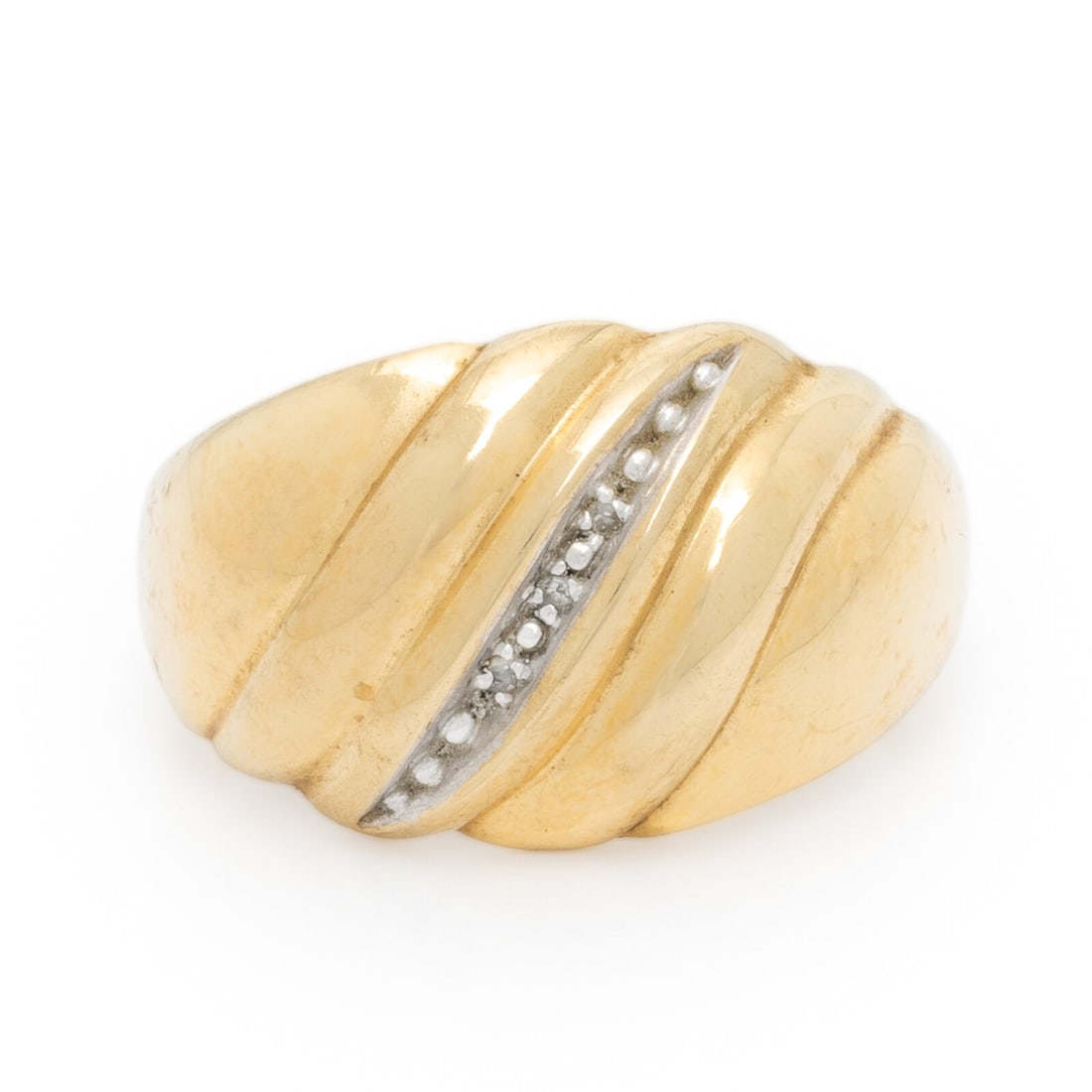 Yellow Gold and Diamond Dome Ring (1 of 3)