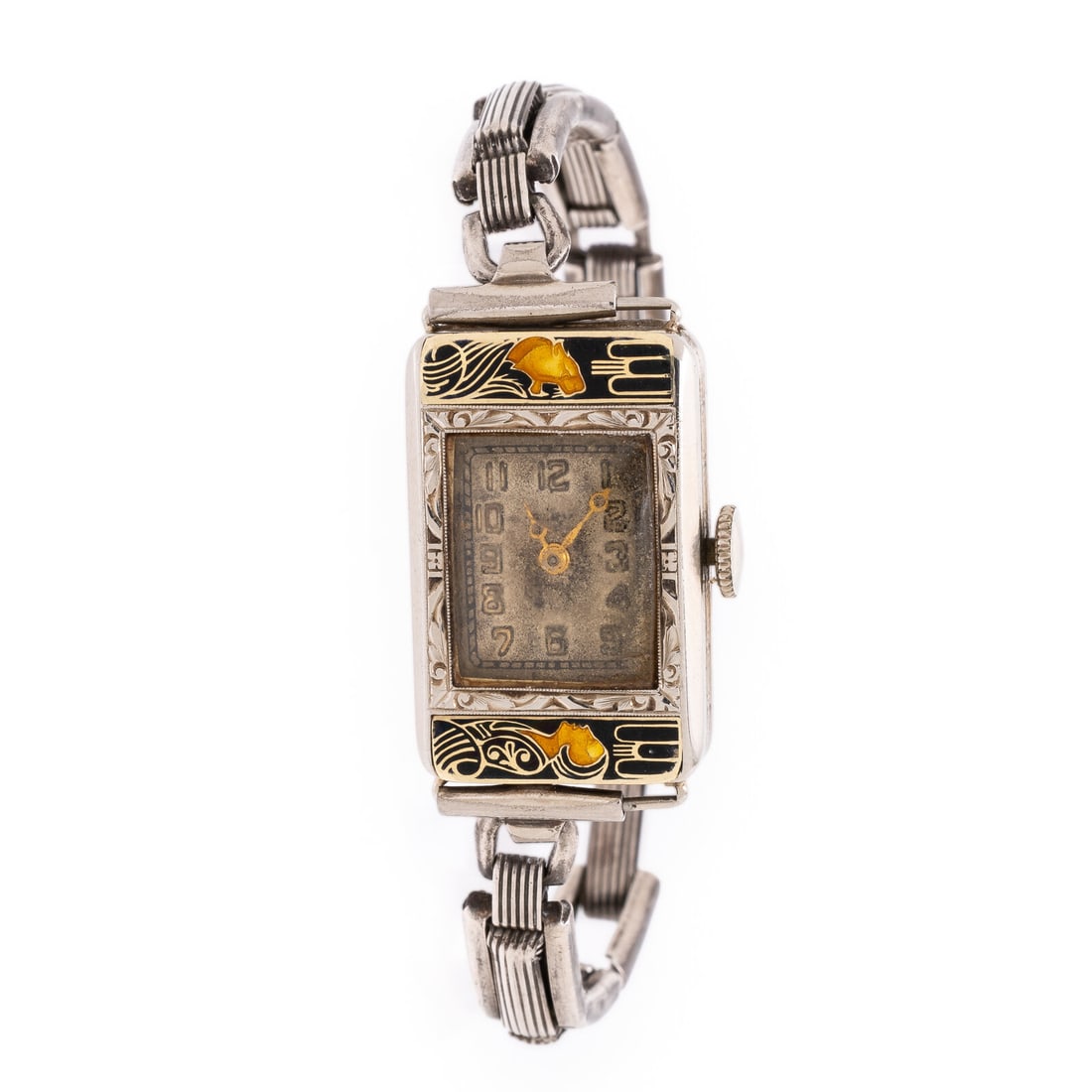 Art Deco, Elgin, White Gold, Sterling Silver, and Enamel Watch (1 of 3)