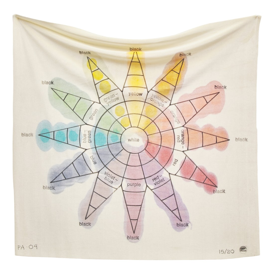 Polly Apfelbaum (American, b. 1955) The Color Star, 2004: Polly Apfelbaum (American, b. 1955) The Color Star, 2004 dye, marker, ink, synthetic velvet on original handmade fabric signed, dated, and numbered 15/20 in ink and with artist's inkstamp 29 x 29 in. 