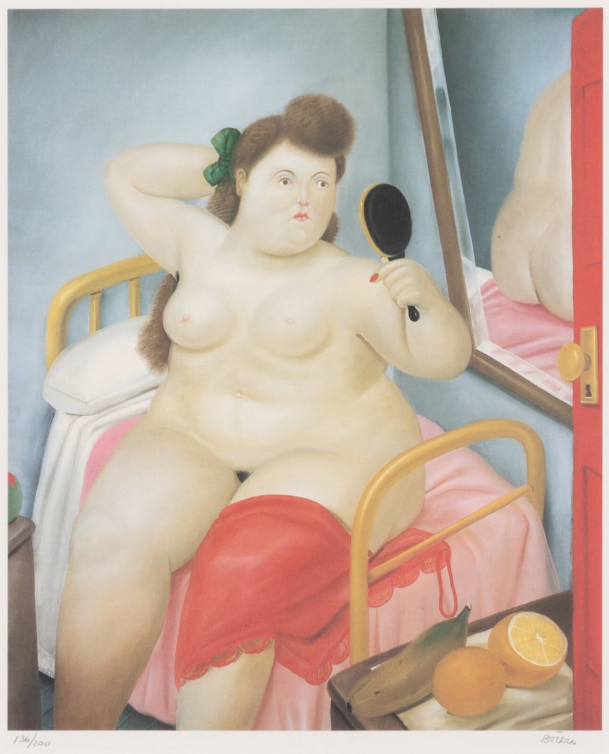 After Fernando Botero (Colombian, 1932-2023) La toilette (from Botero), 1983: After Fernando Botero (Colombian, 1932-2023) La toilette (from Botero), 1983 offset lithograph in colors signed and numbered 136/200 in pencil 13 5/8 x 11 1/4 in. Property from a Private Collection Th