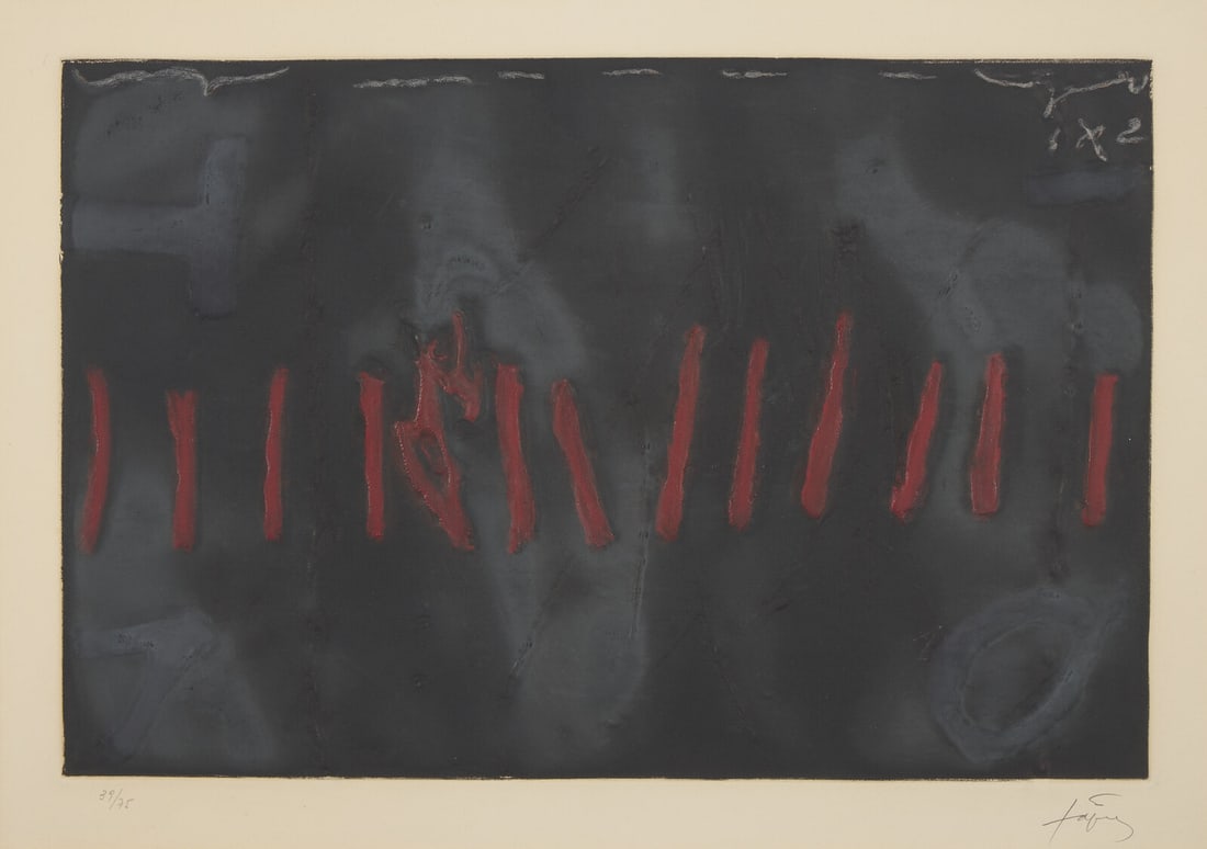 Antoni Tàpies (Spanish, 1923-2012) Ratlles Vermelles, 1979 (1 of 3)