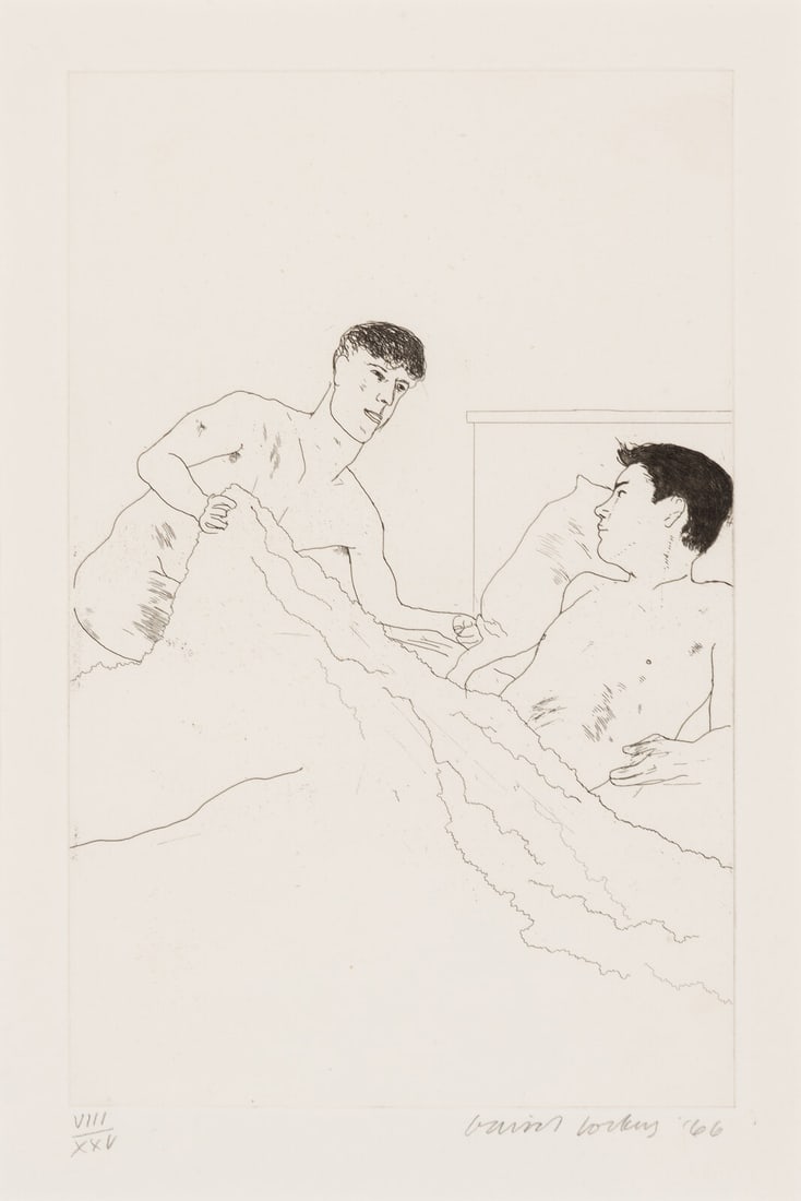 David Hockney (British, 1937-2026) According to Prescriptions of Ancient Magicians (from: David Hockney (British, 1937-2026) According to Prescriptions of Ancient Magicians (from Illustration for Fourteen Poems from C.P. Cavafy), 1966 etching on handmade vellum wove paper signed, dated, an