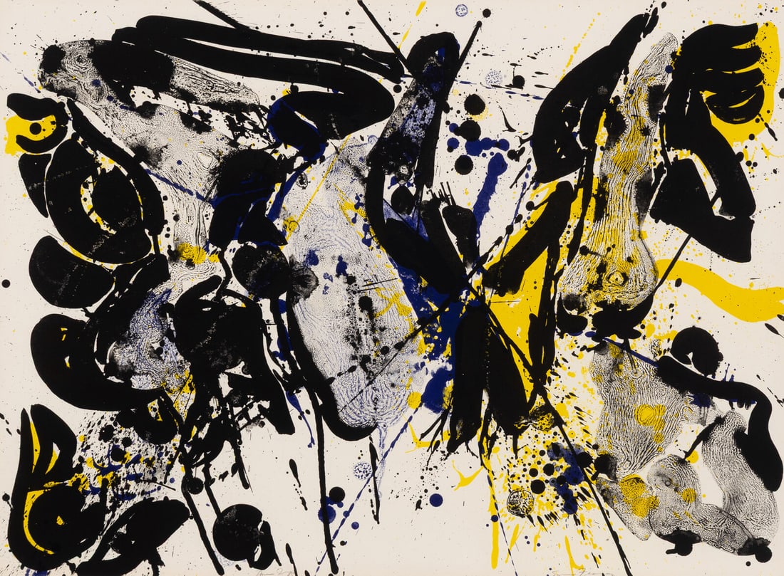 Sam Francis (American, 1923-1994) For Miro I, 1963: Sam Francis (American, 1923-1994) For Miro I, 1963 lithograph in colors on wove paper, watermark Arches signed and inscribed 'Tam Imp' in pencil 22 1/4 x 30 1/8 in. Property of a Private Collector, so