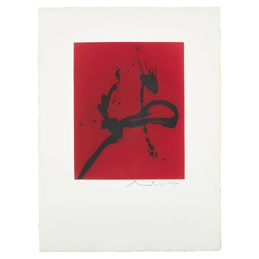 Robert Motherwell (American, 1915-1991) Gesture IV (State I), 1977: Robert Motherwell (American, 1915-1991) Gesture IV (State I), 1977 etching with aquatint in colors on J.B. Green paper signed and numbered 53/100 in pencil 19 5/8 x 15 7/8 in. This lot is located in P