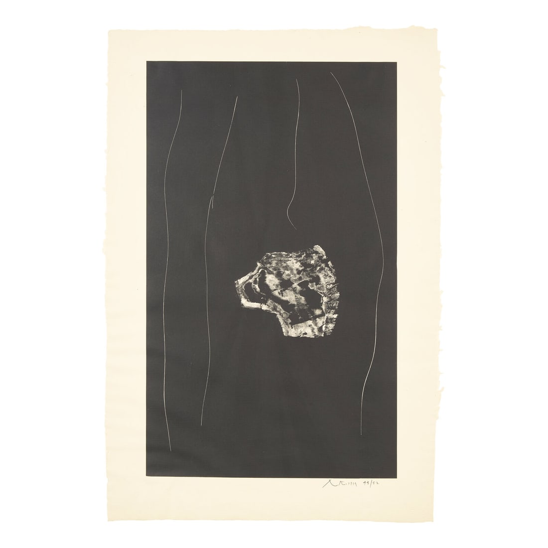Robert Motherwell (American, 1915-1991) Soot Black Stone, #3, 1975: Robert Motherwell (American, 1915-1991) Soot Black Stone, #3, 1975 lithograph signed and numbered 43/52 in pencil; with the artist's blindstamp 30 x 18 in. This lot is located in Philadelphia. Publish