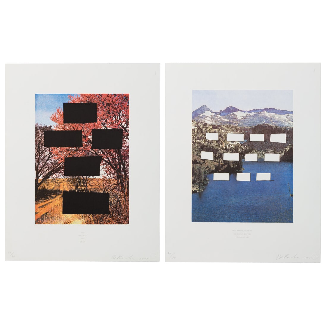 Ed Ruscha (American, b. 1937) A pair of prints from Country Cityscapes (You Will Eat Hot Lead; Be (1 of 5)