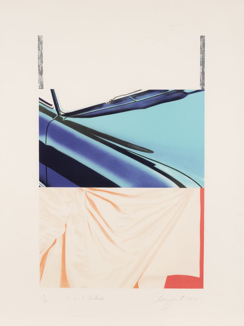 James Rosenquist (American, 1933-2017) 1-2-3 Outside, 1972: James Rosenquist (American, 1933-2017) 1-2-3 Outside, 1972 lithograph in colors with embossing and debossing signed, titled, dated, and numbered 9/70 in pencil 30 3/4 x 20 1/8 in. Property from a Priv