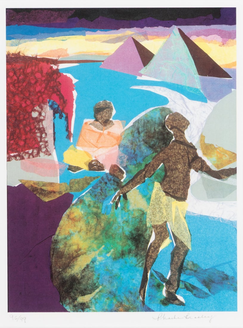Phoebe Beasley (American, b. 1943) The Negro Speaks of Rivers (from The Langston Hughes Suite),: Phoebe Beasley (American, b. 1943) The Negro Speaks of Rivers (from The Langston Hughes Suite), 1998 screenprint in colors signed and numbered 96/99 in pencil 14 1/2 x 10 7/8 in. Property from the Col